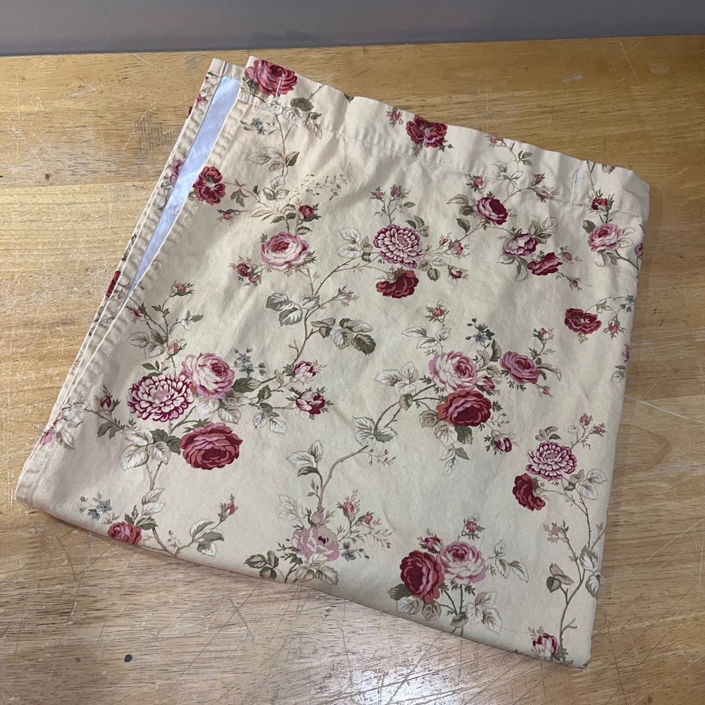 Waverly Home Vtg Floral Rose Shower Curtain Gold Red Pink 72x70 Cottagecore